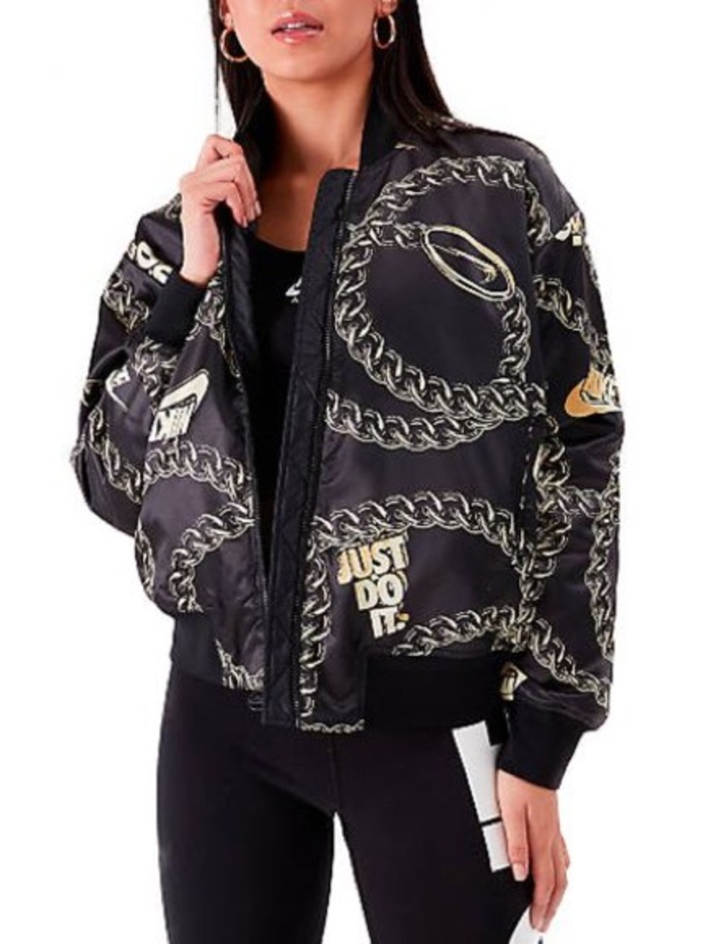 Nike Sportswear Icon Clash Chain Print Bomber Jacket in XS